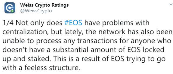 韦氏评级嘴炮不断，断言Cardano远强于EOS
