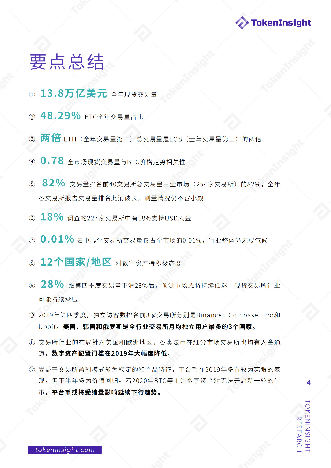 2019年度现货交易所研究报告：全球总交易量为13.8万亿美元，BTC占比48.29%