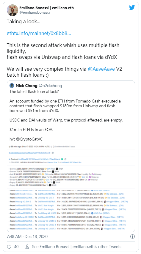 上线仅一周,借贷平台Warp Finance丢了800万美元