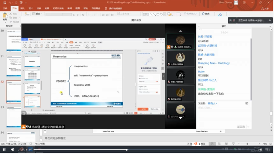 比原链成功举办IEEE P3209 IKM工作组第三次线上会议