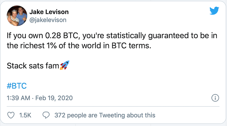 想挤进最富有的1%,你到底需要持有多少枚比特币